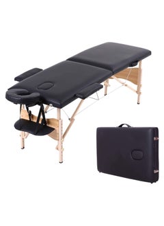 Buy Portable Massage Table Professional Adjustable Folding Bed with 3-part Wooden Frame Ergonomic Headrest and Tote Bag for Therapeutic Tattoo Salon SPA Facial Treatment in UAE