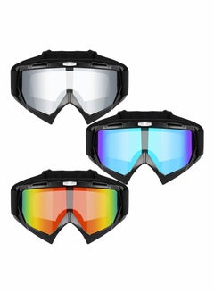 اشتري 3Pcs Offroad Motorcycle Goggles Windproof Dustproof Racing Safety Glasses UV Protection Scratch Resistant for Dirt Bikes and ATVs في الامارات