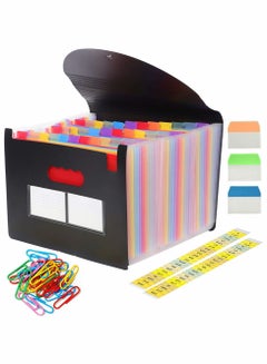 Buy 36 Pocket Expanding File Folder, Premium Monthly Document Organizer, Accordian File Folder Organizer, Accordion Folder, Letter A4 Paper Document Storage Organizer with Colored Tabs and Paper Clips in UAE