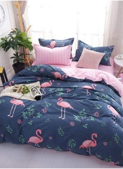 Buy Single Size Bedding Set Without Filler Pink Flamingo Design in UAE