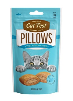 Buy Pillows with salmon creme treats for cats 30g in UAE