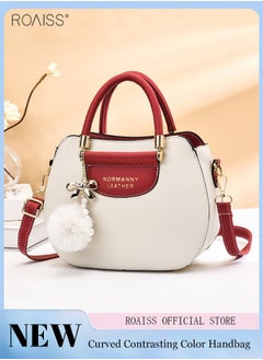 Buy Women's Fashion Contrast Color Handbag Curved Silhouette Bag With Zipper Opening And Closing Shoulder Bag Detachable Shoulder Strap Crossbody Bag in UAE