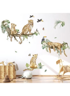 Buy decalmile Leopard Safari Wall Decals Jungle Animals Cheetah Wall Stickers Baby Nursery Boys Girls Bedroom Playroom Home Decor in UAE