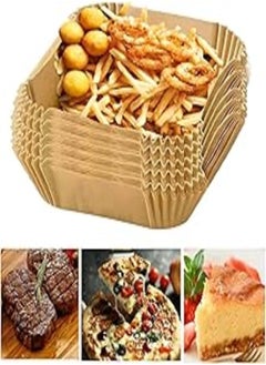 اشتري Air Fryer Disposable Paper Liner 105 Pcs Non-stick Air Fryer Liners Square Disposable Liners 6.3 Inch Oil-proof Water-proof Parchment Paper Baking Paper Liners for Air Fryer Basket Microwave في مصر