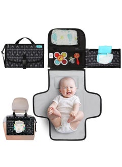 اشتري Portable Diaper Changing Pad, Baby Changing Pad For Newborn Girl And Boy Smart Wipes Pocket, Waterproof Travel Changing Kit Black Arrows في الامارات