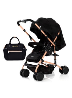 Buy Reversible Trip Stroller With Ace Diaper Bag - Black in UAE