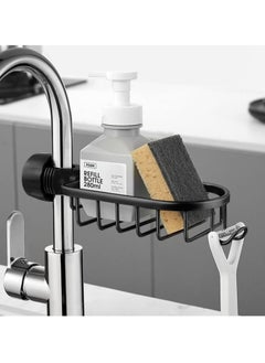 اشتري SYOSI Faucet Rack, Sponge Holder for Kitchen & Bathroom Stainless Steel Adjustable Faucet Rack for Holding Sponge/Soap/Shampoo/Shower Caddy Shelf Detachable Faucet Rack (Black) في السعودية