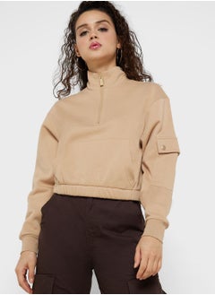 Buy Pocket Detail Crop Sweatshirt in UAE