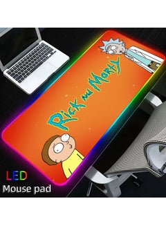 اشتري RGB Gaming Mouse Pad, Rick Morty Ultra Bright LED Light&Soft Large Extended Mousepad with 7 Lighting Modes, Water Resistance, Non-Slip Rubber Base Keyboard Pad في الامارات