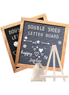 Buy Double Sided Felt Letter Board with Rustic Wood Frame,439 Precut White Letters,Months & Days & Script Cursive Words,Wall & Tabletop Display Decor in UAE