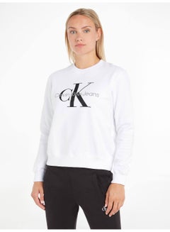 Buy Women's Monogram Sweatshirt, Cotton, White in Saudi Arabia