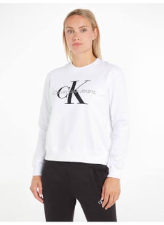 Buy Women's Monogram Sweatshirt, Cotton, White in Saudi Arabia