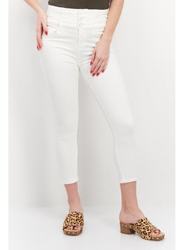 Buy Women Slim Fit Denim Jeans, White in UAE