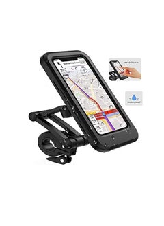 Buy Waterproof Phone Holder for Motorcycle Mountain Bicycle Scooter, 360 ° Rotation Handlebar Clamp Mount, Universal Compatibility, Easy Installation, High Sensitive Touch Screen (Black) in Egypt