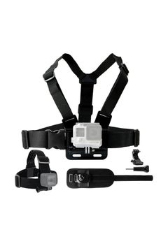 Buy Body Mount Bundle Compatible with Gopro Hero 8, 7, 6, 5, Black Session, Hero 4, Session, Black, Silver, 3+, 3, DJI Osmo Action - Chest Harness Mount/Head Strap Mount/Wrist Mount/J-Hook in UAE