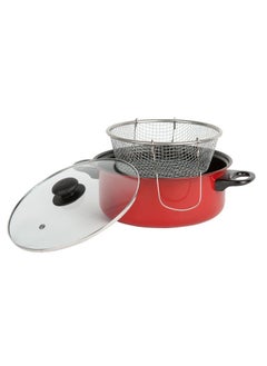 Buy Non Stick Chip Pan Deep Fat Fryer Cooking Pot Frying Basket Set + Lid in Egypt