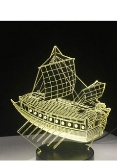 Buy 3D Retro Ancient Sailing Sea Boat Ship LED Lamp Chinese Style Multicolors Illusion Multicolor Night Light USB Table Desk Decor Abajur in UAE