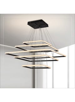 Buy Luxury LED Chandelier With 3 Brightness Levels |404W Square 5 Levels Pendant Lamp 40CM, 60CM, 80CM Diameter Adjustable Height Ideal For Entryway Living Room Dining Room Bedroom in Saudi Arabia