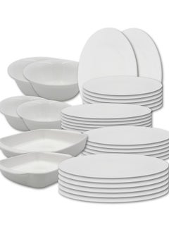 Buy Danny home 30 Piece Opal Dinnerware set 6 Dinner plate 6 Salad bowl 6 Dessert plate 6 Soup plate 2 Serving plate 2 Serving plate 1 Fish grill tray 1 Chicken grill tray in UAE