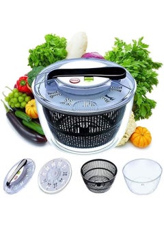 Buy Salad Spinner, Multifunction Manual Salad Spinner, Lettuce Dryer and Vegetable Washer, BPA Free, Draining Lettce and Vegetable with Ease, For Salad Greens, Lettuce, Fruits and Vegetables, 5L in Saudi Arabia