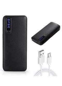 Buy Portable 10000mah Leather Grain Power Bank 3USB Backup Pack Battery Charger With LED Digital display, Led Torch Light, Fast Charger Power Bank For Mobile Phone( Black) in UAE