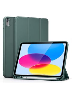 اشتري Case Compatible with iPad 10th 10.9 inch Generation 2022 Built-in Pencil Holder Flexible Back Cover, Trifold Stand, Auto Sleep Wake Rebound Series Green في السعودية