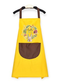 Buy High Quality Apron Waterproof Oil Stain Resistant Large Middle Pocket Printed Aprons Versatile Easy to Clean for Kitchen, Cleaning, Professionals, Salons - Yellow in Egypt