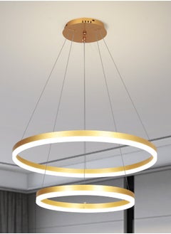 اشتري Classic Ring Chandelier for Bedroom, Remote Control LED Modern Gold 2 Ring LED Chandelier Light Suitable for Dining Room and Living Room, Acrylic Adjustable Color Temperature Chandelier Lamp,57W في الامارات