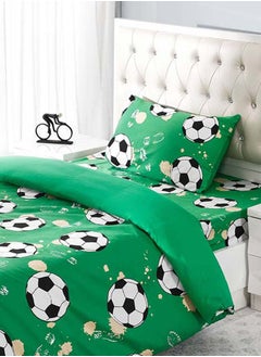 اشتري Soccer Single-Sized Duvet Cover Set, Green - 135x200 cm في الامارات