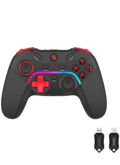 Buy 2.4G Wireless/Wired RGB Gaming Controller GPW70, Immersive 3-Level Vibrations, Rechargeable with USB Type-C, Dual Mode Connection, Support Mouse Function in Android, Black in UAE