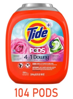 Buy 104-Piece 4-in-1 Automatic Laundry Detergent Sensitive Pods With Downy April Fresh Softener 2.84 kg in UAE