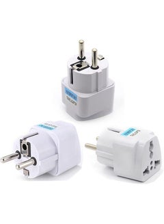 Buy Pack of 3 Pieces Universal travel Plug Adapter, AU, UK, US to EU AC Power Plugs Adapter, 2 Pin Travel Wall Plug Converter (EU plug 3 Pieces) in UAE