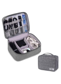 Buy Electronics Organizer Waterproof Carrying Bag - Travel Gadgets Universal Accessories Storage Case for Charger, Cables, Earphone, Ipad Mini, Phone, SD Card, Power Bank - Grey in UAE