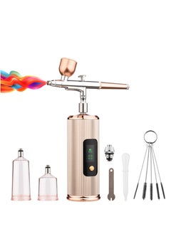 Buy Portable Airbrush Kit with Compressor Handheld Cordless Air Brush Pen with LCD Screen Dual-Action 3-level Adjustable Pressure for Painting Model Coloring Nail Art Makeup Cake Decorating in Saudi Arabia