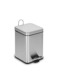 Glad Small Trash Can, 1.2 Gallon , Round Stainless Steel Garbage Bin with Soft Close Lid & Step Foot Pedal , Metal Waste Basket with Removable Inner