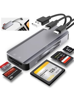 Buy 5 in 1 Multi Memory Card Reader, Aluminum SD/TF/CF/MS/M2/Micro SD Adapter for iPhone/iPad, USB C and USB A Devices, No Application Required, Plug and Play in UAE