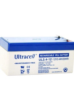 Buy Ultracell UL3.4-12 Rechargeable VRLa Lead acid Battery, 12V 3.4ah in UAE