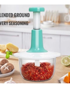 اشتري Easy manual food chopper for chopping all types of meat and vegetables to facilitate and save food preparation time, 2 liters (multi-colored) في مصر