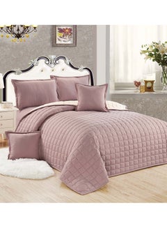 Buy Sleep Night Compressed Dual Color 4 Piece Comforter Set Single Size 160x210 cm Reversible Bedding Set for All Seasons Double Side Quilt Stitching in Saudi Arabia