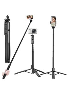 اشتري Long Selfie Stick,Reinforced Tripod Stand Upto 61 inch/156cm,Multi-function Bluetooth Selfie Stick with 1/4 Screw Compatible with Mobile Phone Camera for YouTube Photo Live Stream في الامارات