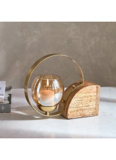 Buy Liv Glass Metal Ring Candleholder with Marble Base 19 x 19 x 8.75 cm in Saudi Arabia