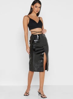 Buy High Waist Front Slit Skirt in UAE