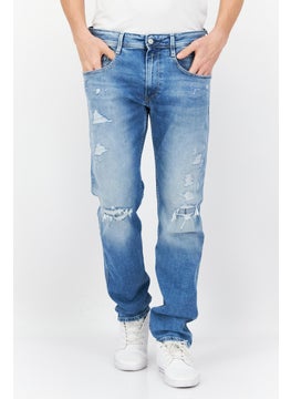 اشتري Men Slim Fit Stretchable Washed Denim Jeans, Light Blue في الامارات