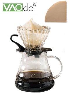 اشتري 42PCS Drip Coffee Maker with Glass Coffee Dripper and 40PCS Coffee Filter Flip-Up Home or Office Coffee Maker Pour Over Coffee Pot في السعودية