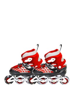 اشتري Inline Adjustable Skates Large Size 39 EUR (UK 5.5) - 43 EUR (UK 9) for 12 Years and Above | Red | Aluminium Chassis and 70 mm  Wheels | Front Wheel Flash, Skating Shoes في الامارات