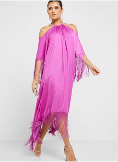 Buy Fringe Detail Asymmetrical Dress in UAE