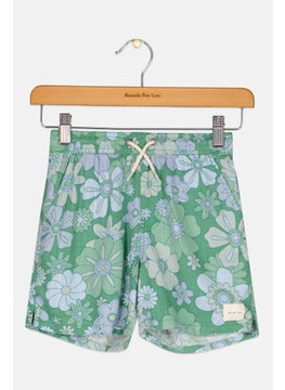 اشتري Kids Boy Floral Pattern Board Shorts, Green Combo في الامارات