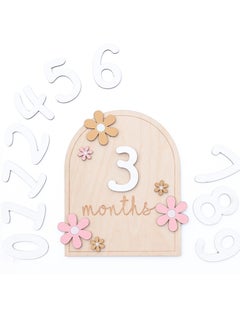 Buy Wooden Baby Monthly Milestone Cards, Newborn Photography Props To Document Your Boy Girl Growth in Saudi Arabia