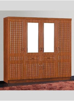 Buy MODERN 4 Door Wooden Wardrobe Cabinet Cupboard Engineered Wood Perfect Modern Design Color Charry in UAE