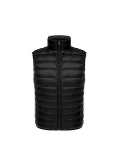 Buy 2023 autumn and winter lightweight down vest mens vest lightweight down jacket vest slim stand collar plus size wholesale Black in UAE